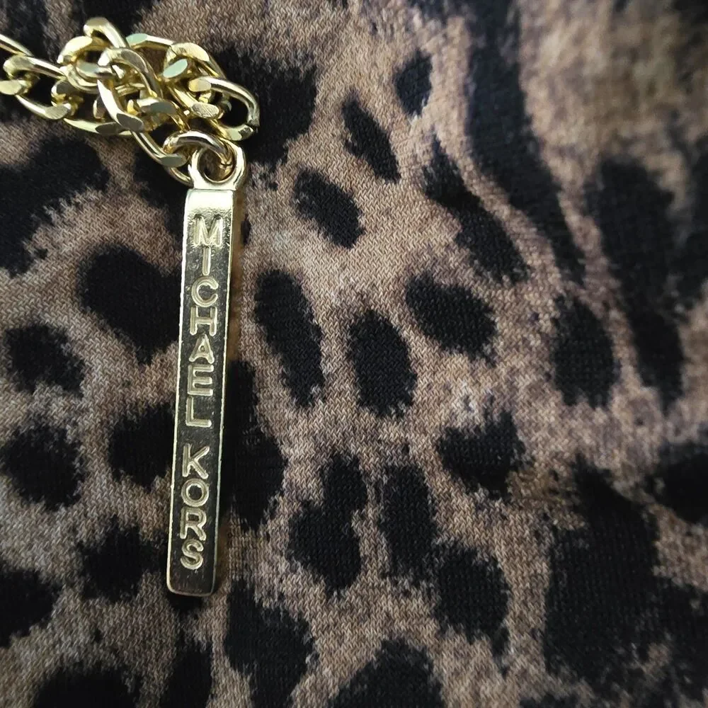 Michael Kors NWT! Stretchy‎ Belted Leopard Print 3/4 Sleeve Dress Size 0X C88